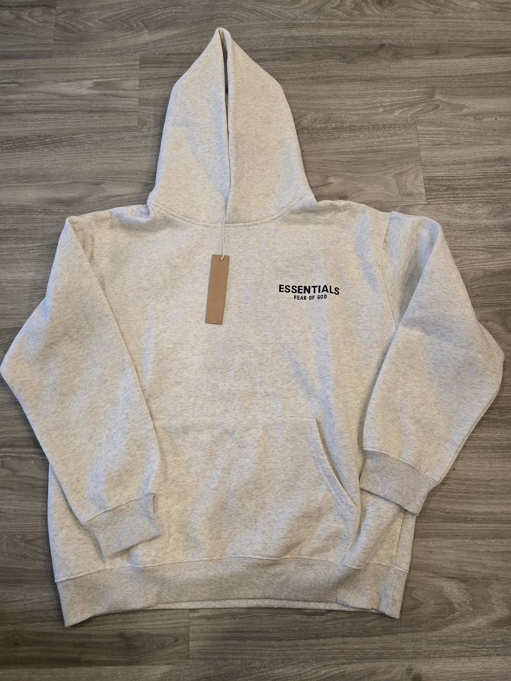 Fear of God Essentials Light Gray Hoodie with Chest Logo
